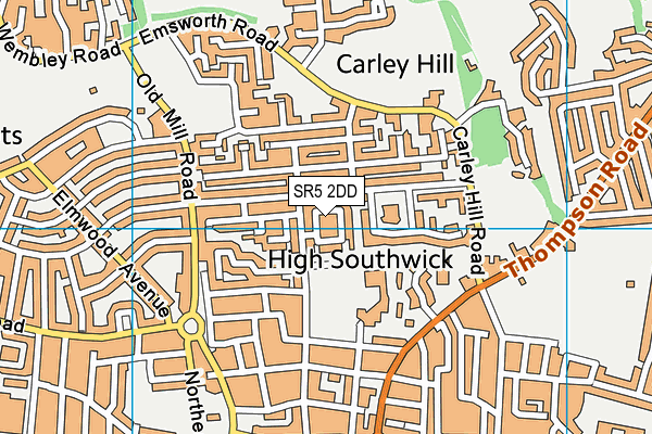 SR5 2DD map - OS VectorMap District (Ordnance Survey)