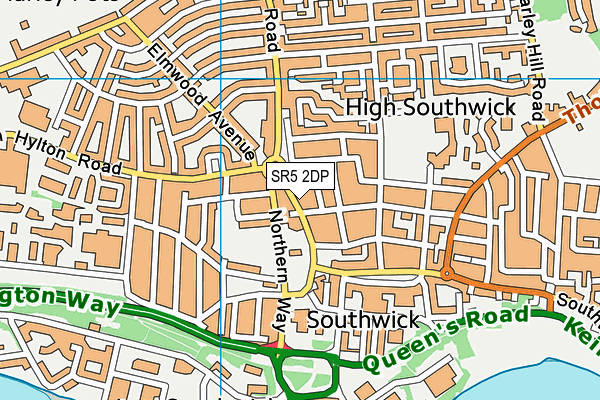 SR5 2DP map - OS VectorMap District (Ordnance Survey)