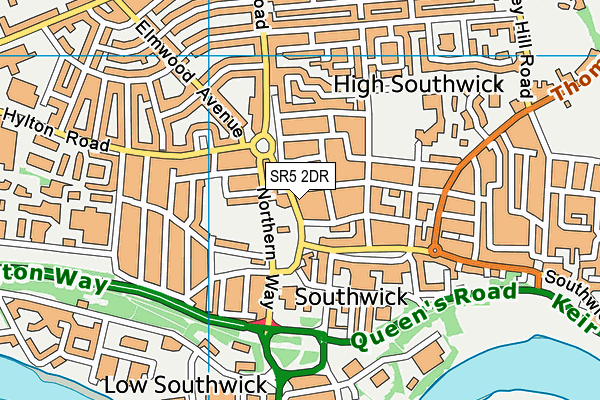 SR5 2DR map - OS VectorMap District (Ordnance Survey)