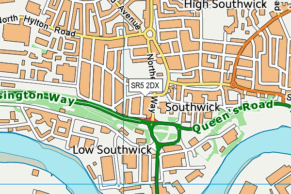 SR5 2DX map - OS VectorMap District (Ordnance Survey)
