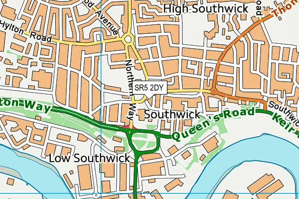 SR5 2DY map - OS VectorMap District (Ordnance Survey)