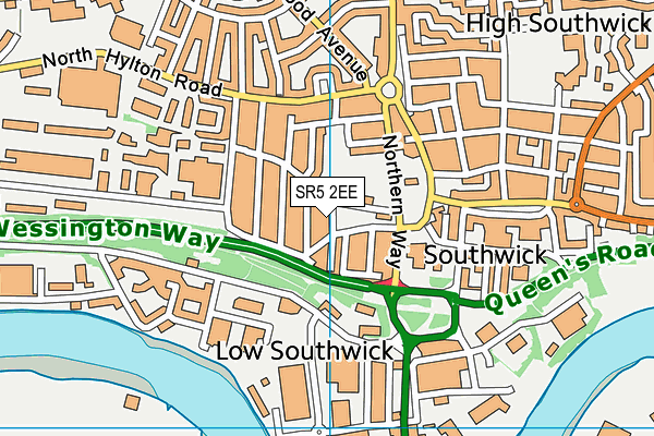 SR5 2EE map - OS VectorMap District (Ordnance Survey)