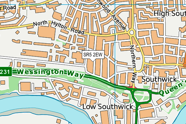 SR5 2EW map - OS VectorMap District (Ordnance Survey)