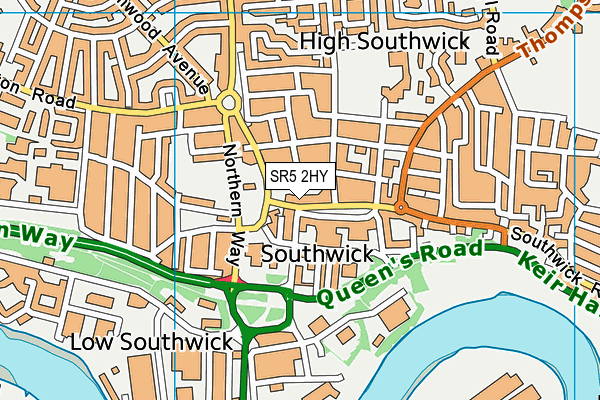 SR5 2HY map - OS VectorMap District (Ordnance Survey)