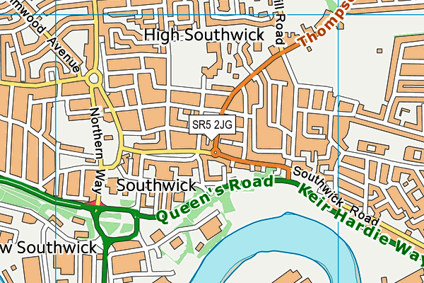 SR5 2JG map - OS VectorMap District (Ordnance Survey)