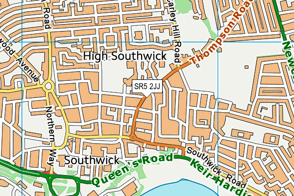 SR5 2JJ map - OS VectorMap District (Ordnance Survey)