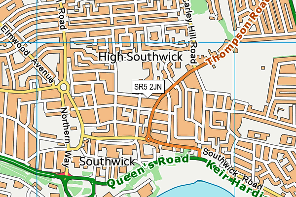 SR5 2JN map - OS VectorMap District (Ordnance Survey)