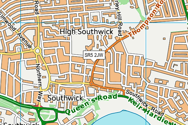 SR5 2JW map - OS VectorMap District (Ordnance Survey)