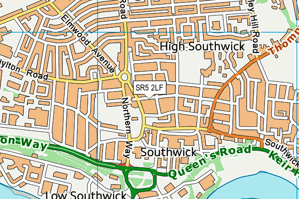 SR5 2LF map - OS VectorMap District (Ordnance Survey)