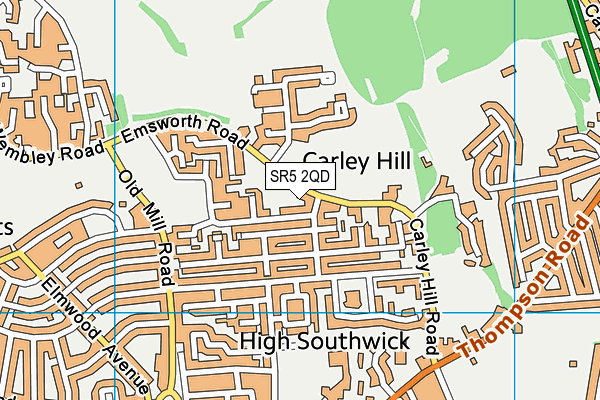 SR5 2QD map - OS VectorMap District (Ordnance Survey)