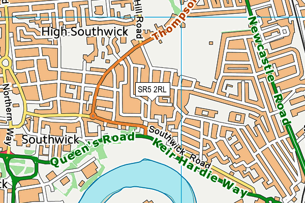 SR5 2RL map - OS VectorMap District (Ordnance Survey)