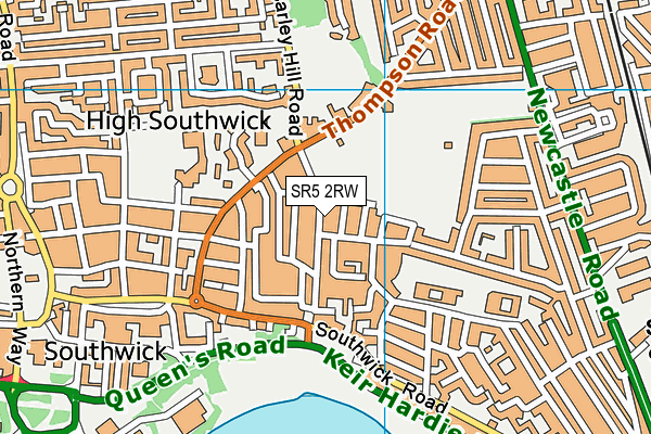 SR5 2RW map - OS VectorMap District (Ordnance Survey)