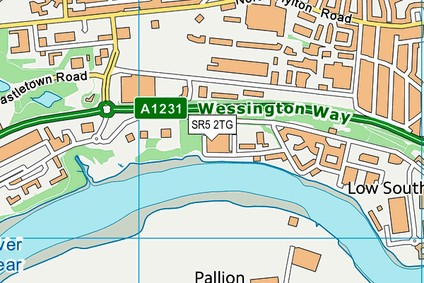 SR5 2TG map - OS VectorMap District (Ordnance Survey)