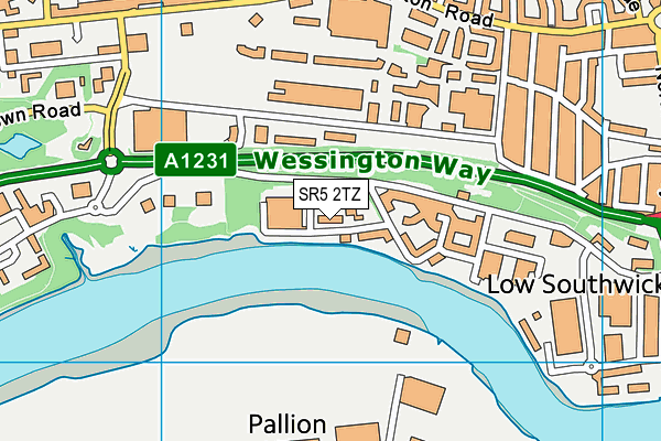 SR5 2TZ map - OS VectorMap District (Ordnance Survey)