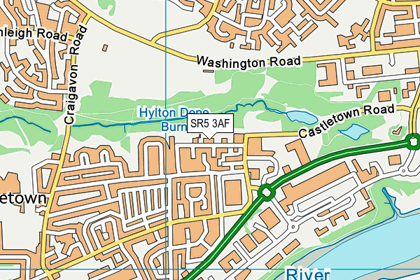 SR5 3AF map - OS VectorMap District (Ordnance Survey)