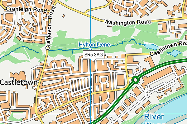 SR5 3AG map - OS VectorMap District (Ordnance Survey)