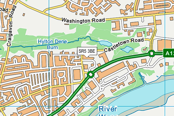 SR5 3BE map - OS VectorMap District (Ordnance Survey)