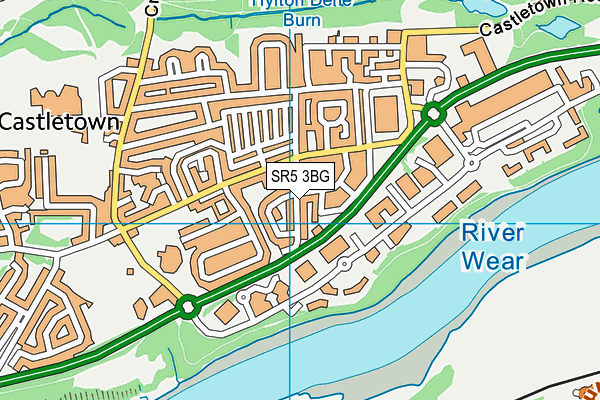 SR5 3BG map - OS VectorMap District (Ordnance Survey)