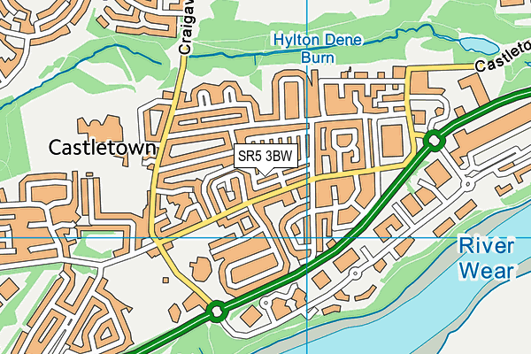 SR5 3BW map - OS VectorMap District (Ordnance Survey)