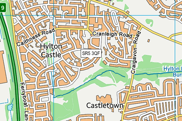 SR5 3QF map - OS VectorMap District (Ordnance Survey)