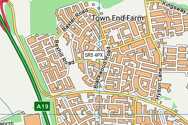 SR5 4PX map - OS VectorMap District (Ordnance Survey)