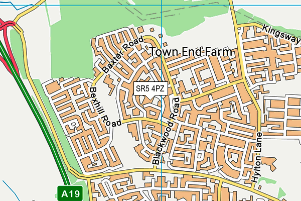 SR5 4PZ map - OS VectorMap District (Ordnance Survey)