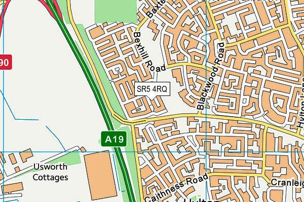SR5 4RQ map - OS VectorMap District (Ordnance Survey)