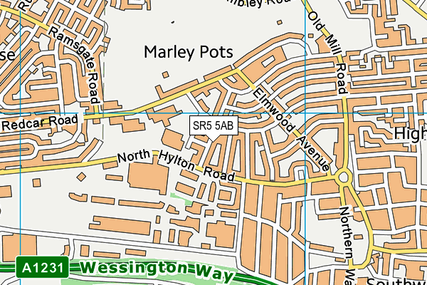 SR5 5AB map - OS VectorMap District (Ordnance Survey)