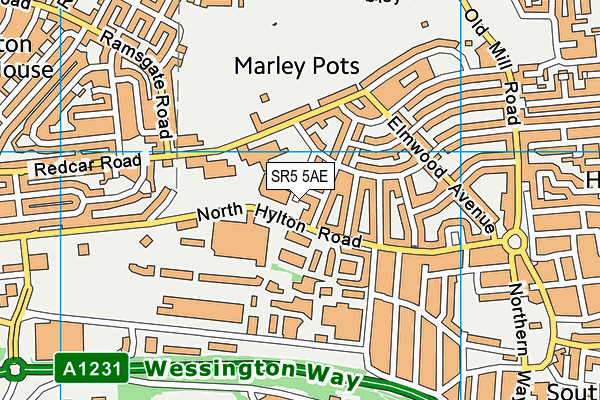 SR5 5AE map - OS VectorMap District (Ordnance Survey)