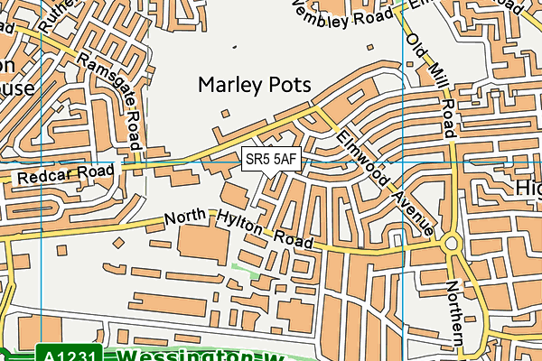 SR5 5AF map - OS VectorMap District (Ordnance Survey)