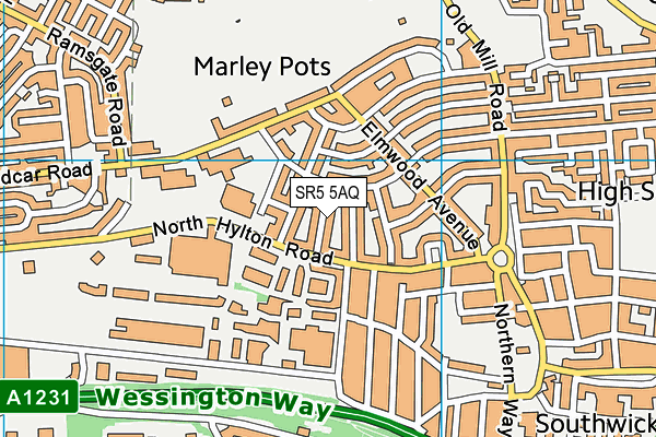 SR5 5AQ map - OS VectorMap District (Ordnance Survey)