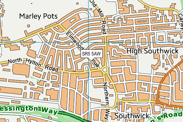 SR5 5AW map - OS VectorMap District (Ordnance Survey)
