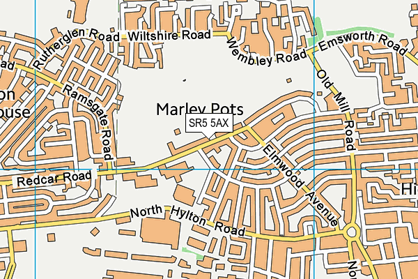 SR5 5AX map - OS VectorMap District (Ordnance Survey)