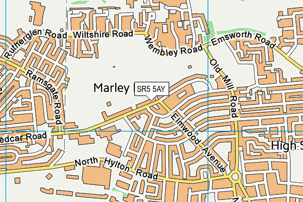 SR5 5AY map - OS VectorMap District (Ordnance Survey)