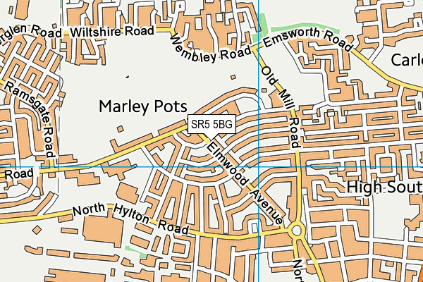 SR5 5BG map - OS VectorMap District (Ordnance Survey)