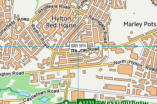 SR5 5PX map - OS VectorMap District (Ordnance Survey)