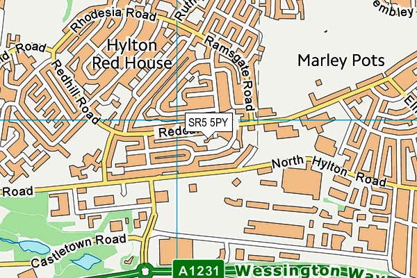 SR5 5PY map - OS VectorMap District (Ordnance Survey)