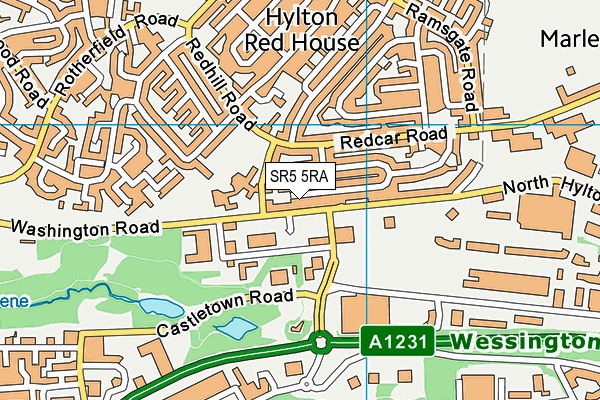 SR5 5RA map - OS VectorMap District (Ordnance Survey)