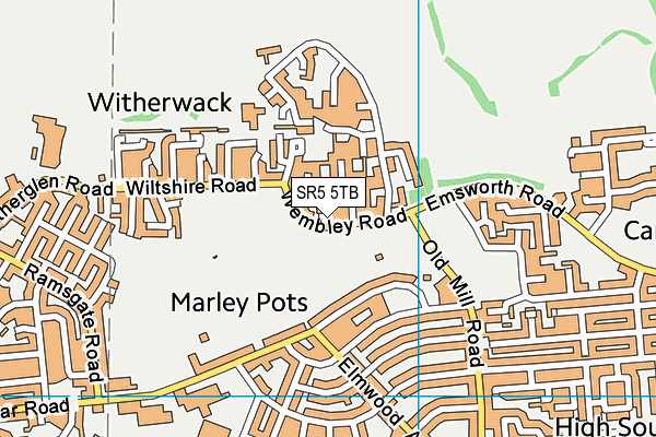 Marley Potts Playing Fields map (SR5 5TB) - OS VectorMap District (Ordnance Survey)