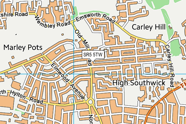 SR5 5TW map - OS VectorMap District (Ordnance Survey)