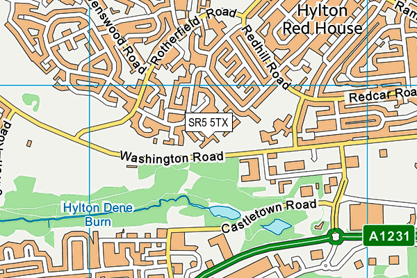 SR5 5TX map - OS VectorMap District (Ordnance Survey)