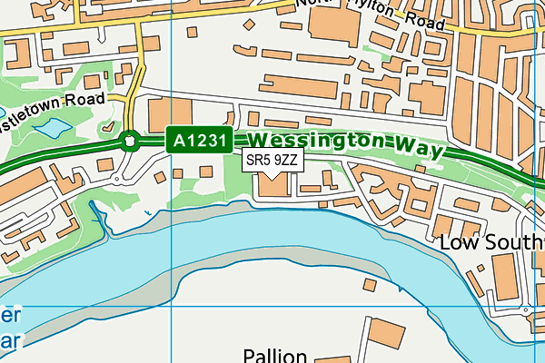 SR5 9ZZ map - OS VectorMap District (Ordnance Survey)