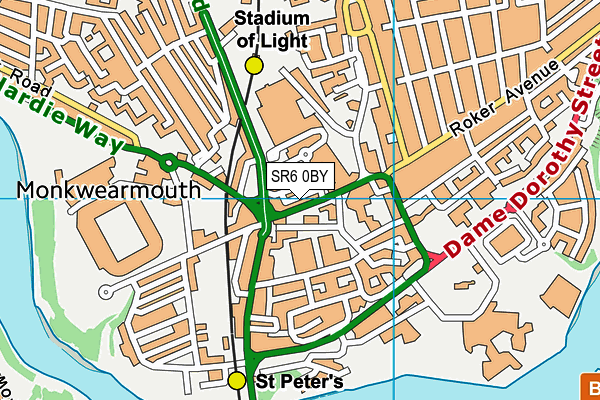 SR6 0BY map - OS VectorMap District (Ordnance Survey)