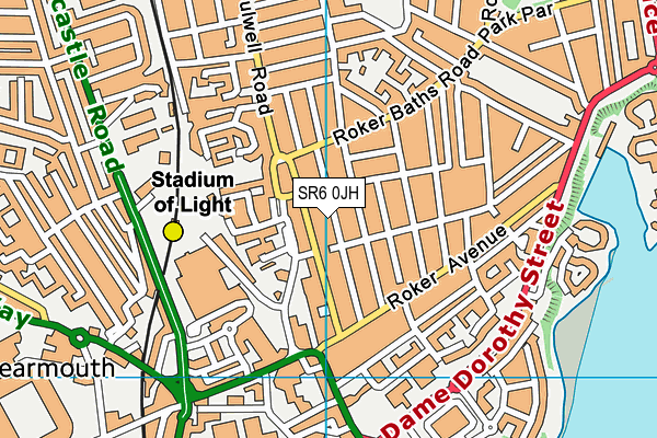 SR6 0JH map - OS VectorMap District (Ordnance Survey)