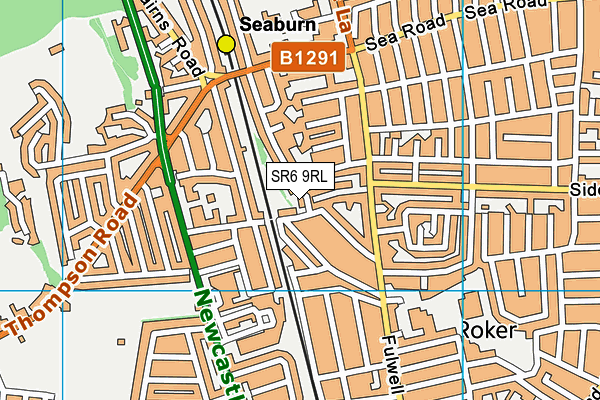 SR6 9RL map - OS VectorMap District (Ordnance Survey)