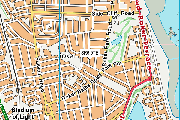 SR6 9TE map - OS VectorMap District (Ordnance Survey)