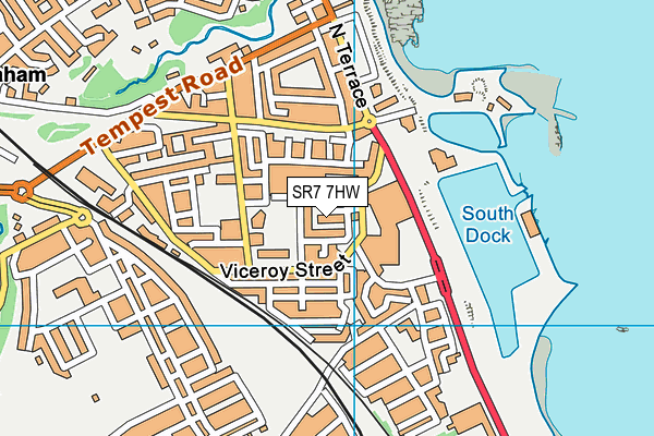 SR7 7HW map - OS VectorMap District (Ordnance Survey)