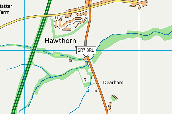 SR7 8RU map - OS VectorMap District (Ordnance Survey)