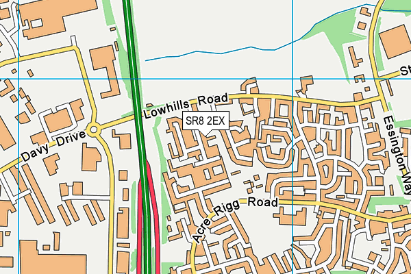 SR8 2EX map - OS VectorMap District (Ordnance Survey)