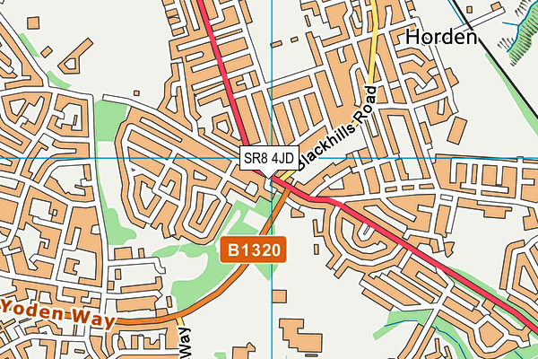 SR8 4JD map - OS VectorMap District (Ordnance Survey)